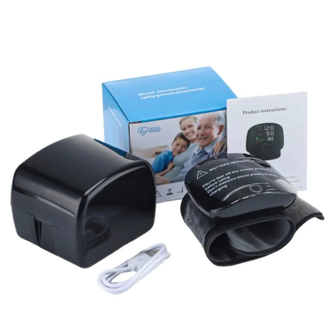 Rechargeable Wrist BP Monitor – Digital LED Display & Voice Broadcast