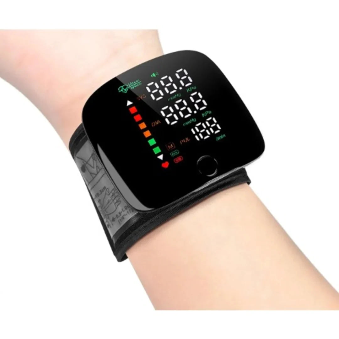 Rechargeable Wrist BP Monitor – Digital LED Display & Voice Broadcast