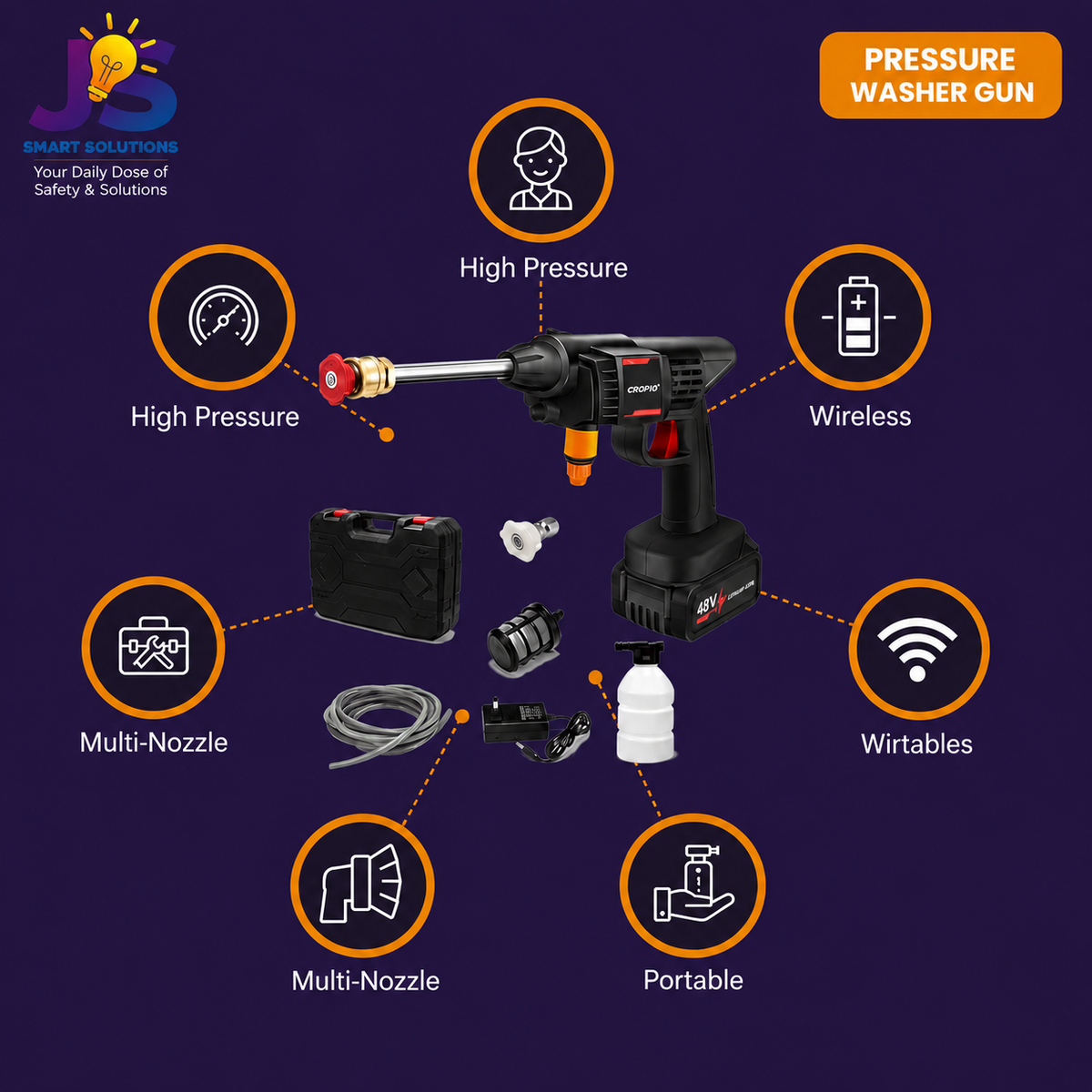 5 Cell Wireless High Pressure Washer Gun