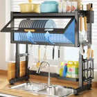 Kitchen Sink Dish Rack, Dust Proof Lid With Multi Organizer