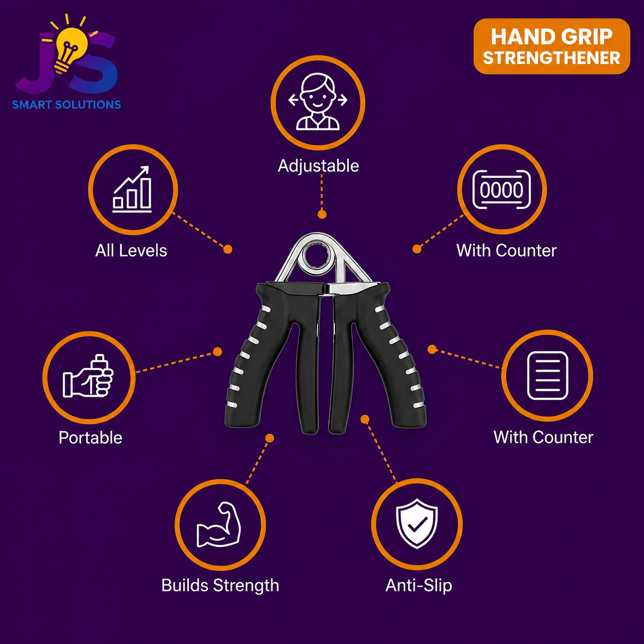 Adjustable Hand Grip Strengthener With Counter (1 Pc)